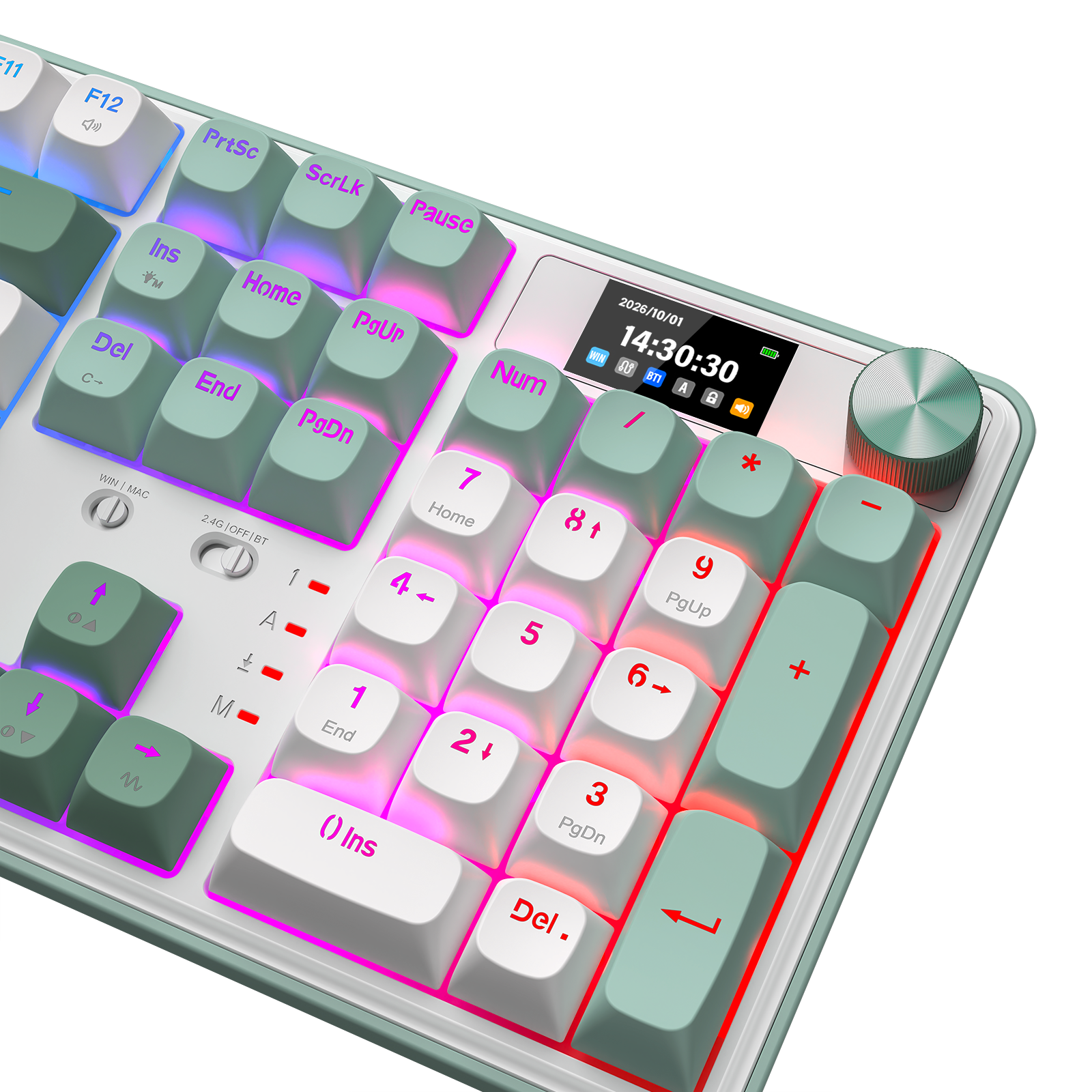 Papan Kekunci Mekanikal Gasket 104 Mod 3 dengan Paparan LCD Redragon K761WG-RGB-PRO