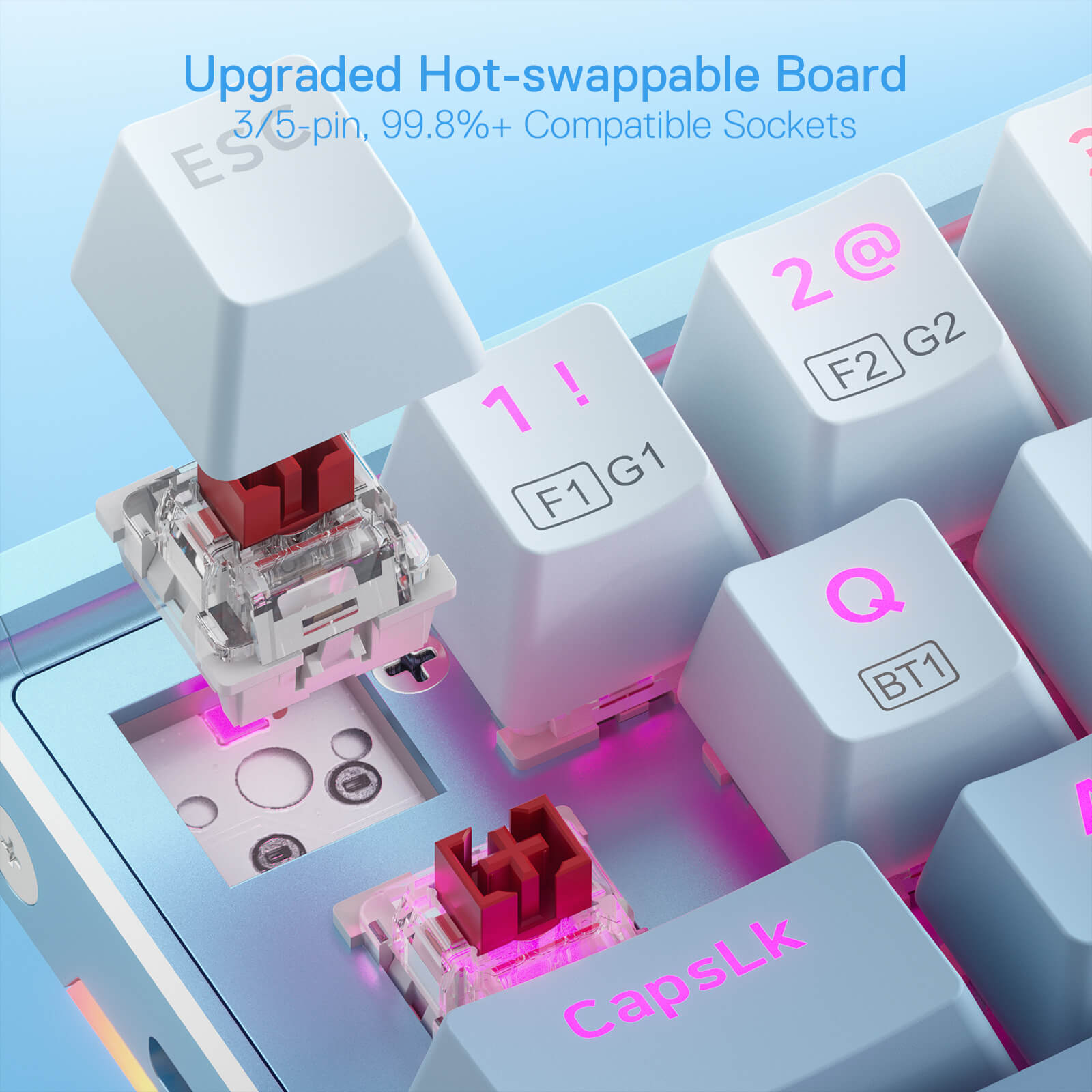 Papan Kekunci Mekanikal RGB Aluminium 65% Redragon K641, Papan Kekunci Permainan Kompak Berwayar 68 Kekunci dengan Buih Penyerap Bunyi 3.5mm, Tempat Letak Pergelangan Tangan Boleh Tanggal, Tutup Kekunci Gradien, Soket Hot-Swap yang Dinaik Taraf
