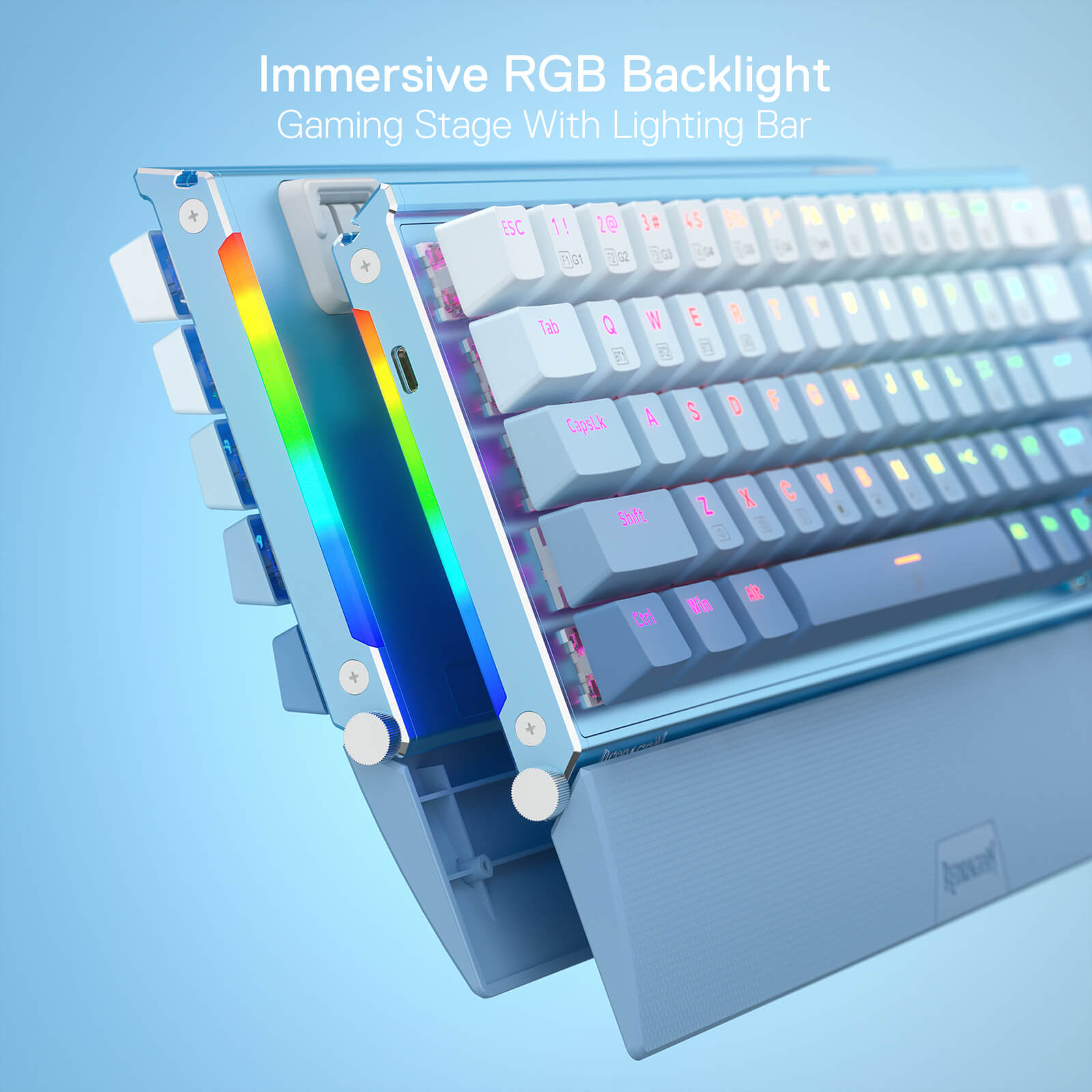 Papan Kekunci Mekanikal RGB Aluminium 65% Redragon K641, Papan Kekunci Permainan Kompak Berwayar 68 Kekunci dengan Buih Penyerap Bunyi 3.5mm, Tempat Letak Pergelangan Tangan Boleh Tanggal, Tutup Kekunci Gradien, Soket Hot-Swap yang Dinaik Taraf