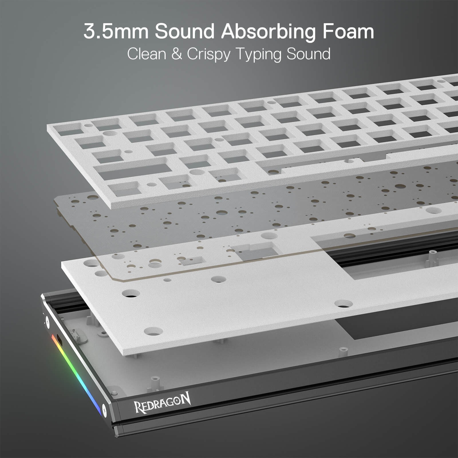 Papan Kekunci Mekanikal RGB Aluminium 65% Redragon K641, Papan Kekunci Permainan Kompak Berwayar 68 Kekunci dengan Buih Penyerap Bunyi 3.5mm, Tempat Letak Pergelangan Tangan Boleh Tanggal, Tutup Kekunci Gradien, Soket Hot-Swap yang Dinaik Taraf