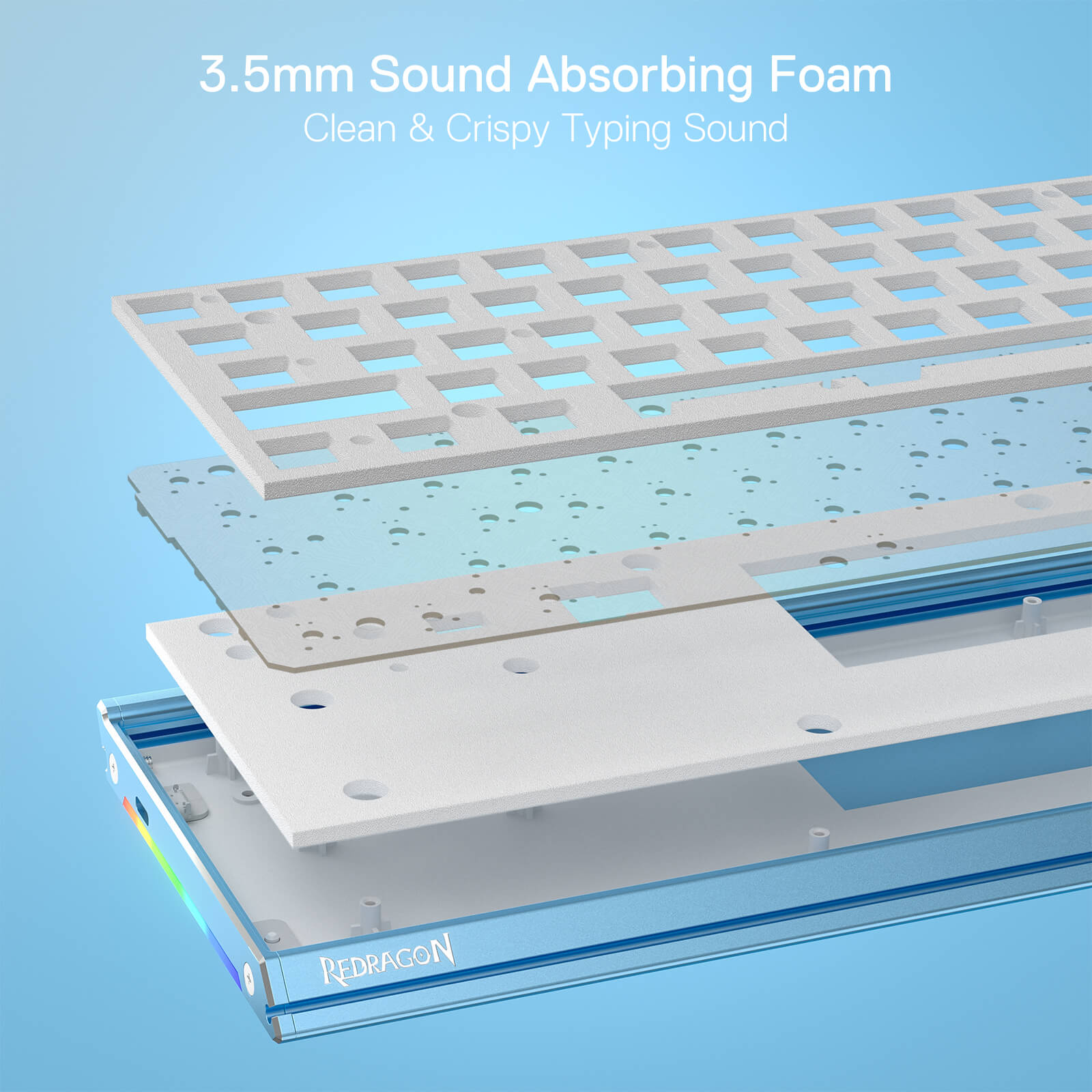 Papan Kekunci Mekanikal RGB Aluminium 65% Redragon K641, Papan Kekunci Permainan Kompak Berwayar 68 Kekunci dengan Buih Penyerap Bunyi 3.5mm, Tempat Letak Pergelangan Tangan Boleh Tanggal, Tutup Kekunci Gradien, Soket Hot-Swap yang Dinaik Taraf