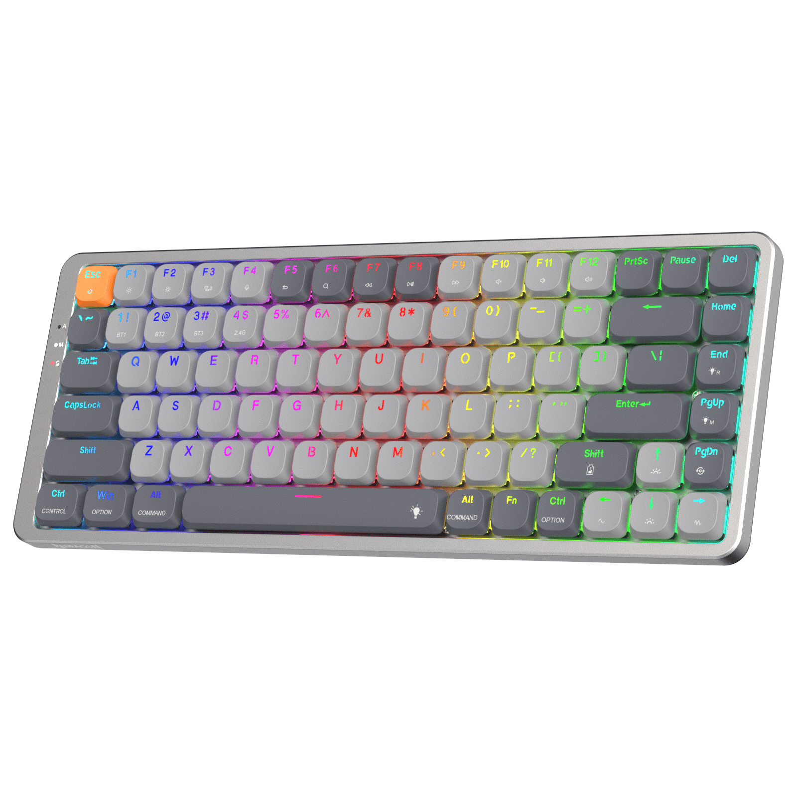 Papan Kekunci Mekanikal RGB Wayarles Redragon K652 75%, Papan Kekunci Permainan Ultra Nipis 84 Kekunci Tiga Mod Bluetooth/2.4Ghz/Berwayar dengan Plat Atas Aluminium, Sistem Win/Mac 100% Disokong & Suis Profil Rendah