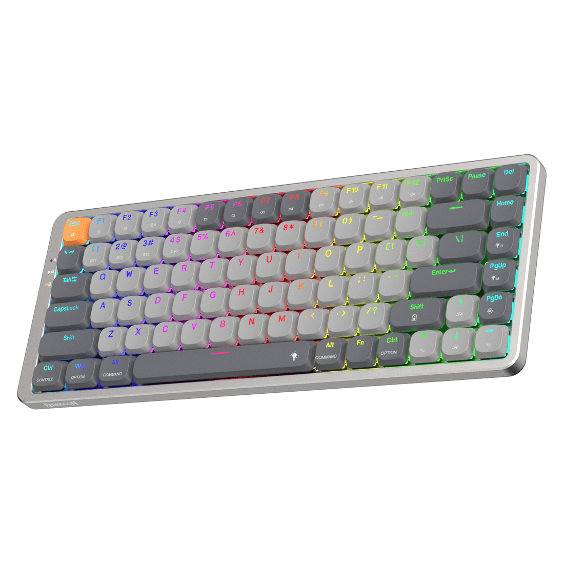 Papan Kekunci Mekanikal RGB Wayarles Redragon K652 75%, Papan Kekunci Permainan Ultra Nipis 84 Kekunci Tiga Mod Bluetooth/2.4Ghz/Berwayar dengan Plat Atas Aluminium, Sistem Win/Mac 100% Disokong & Suis Profil Rendah