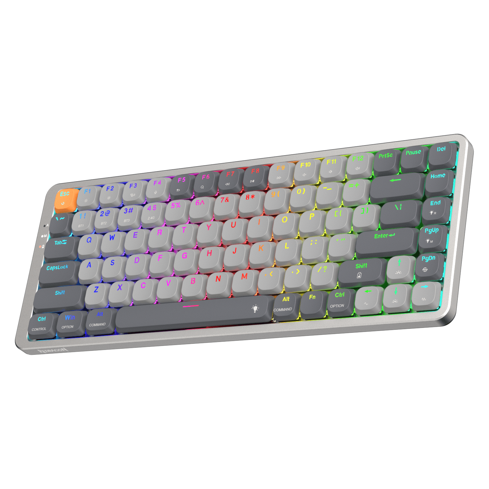 Papan Kekunci Mekanikal RGB Wayarles Redragon K652 75%, Papan Kekunci Permainan Ultra Nipis 84 Kekunci Tiga Mod Bluetooth/2.4Ghz/Berwayar dengan Plat Atas Aluminium, Sistem Win/Mac 100% Disokong & Suis Profil Rendah