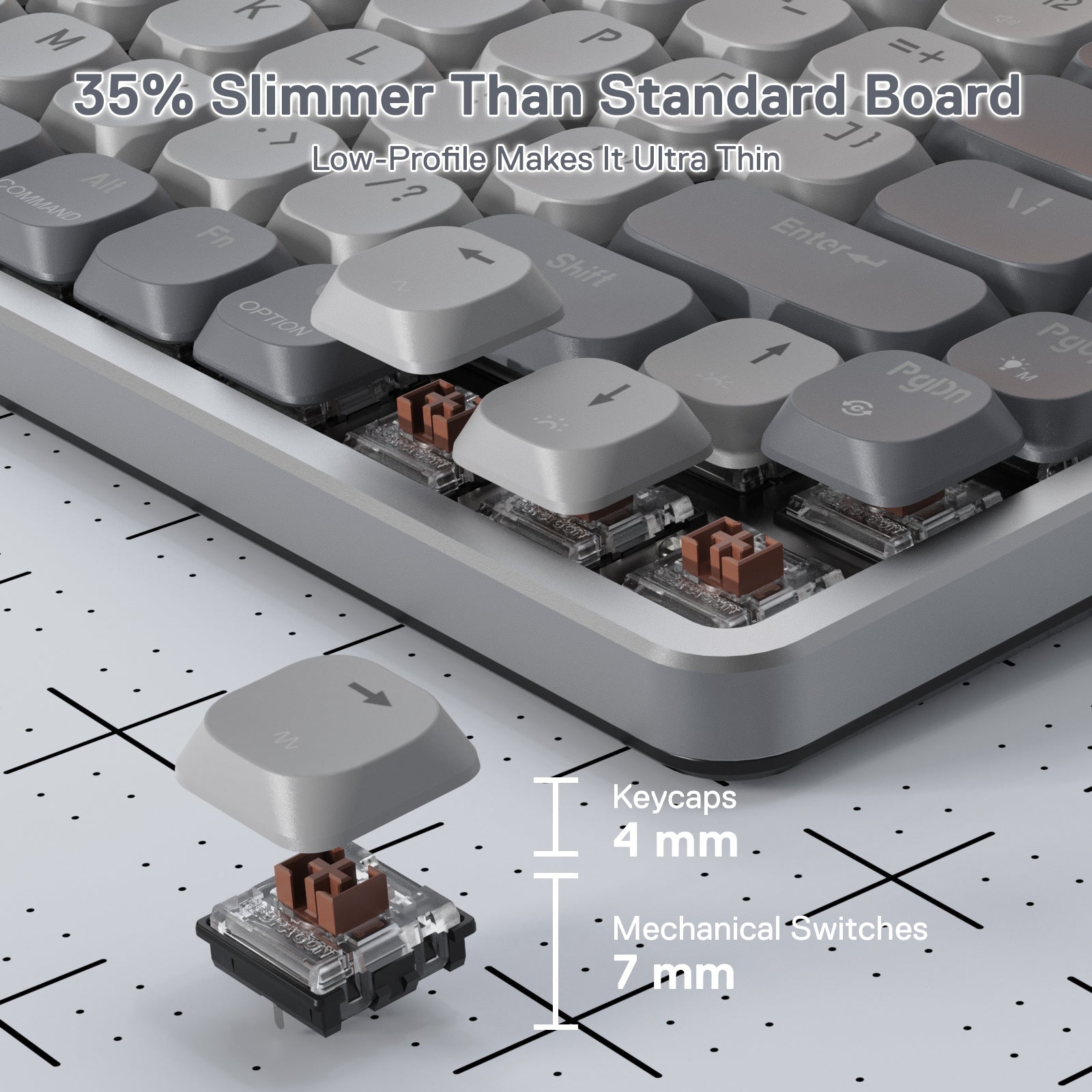 Papan Kekunci Mekanikal RGB Wayarles Redragon K652 75%, Papan Kekunci Permainan Ultra Nipis 84 Kekunci Tiga Mod Bluetooth/2.4Ghz/Berwayar dengan Plat Atas Aluminium, Sistem Win/Mac 100% Disokong & Suis Profil Rendah