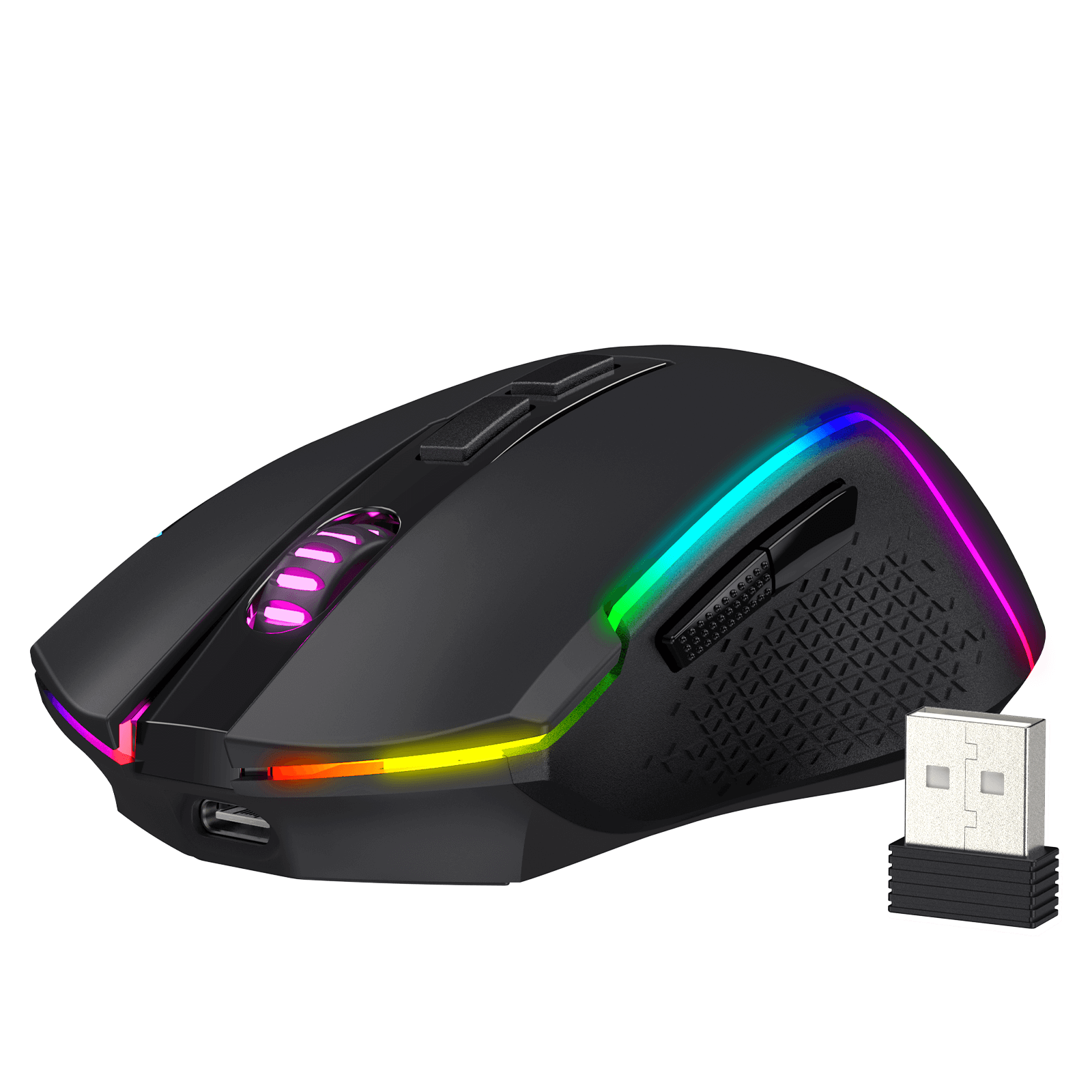Redragon M693 Tetikus Permainan Bluetooth Wayarles, Tetikus Gamer Berwayar/Wayarles 8000 DPI dengan Sambungan 3-Mod, BT & Wayarles 2.4G, 7 Butang Makro, Kapasiti Kuasa Tahan Lama dan Lampu Latar RGB untuk PC/Mac/Komputer Riba