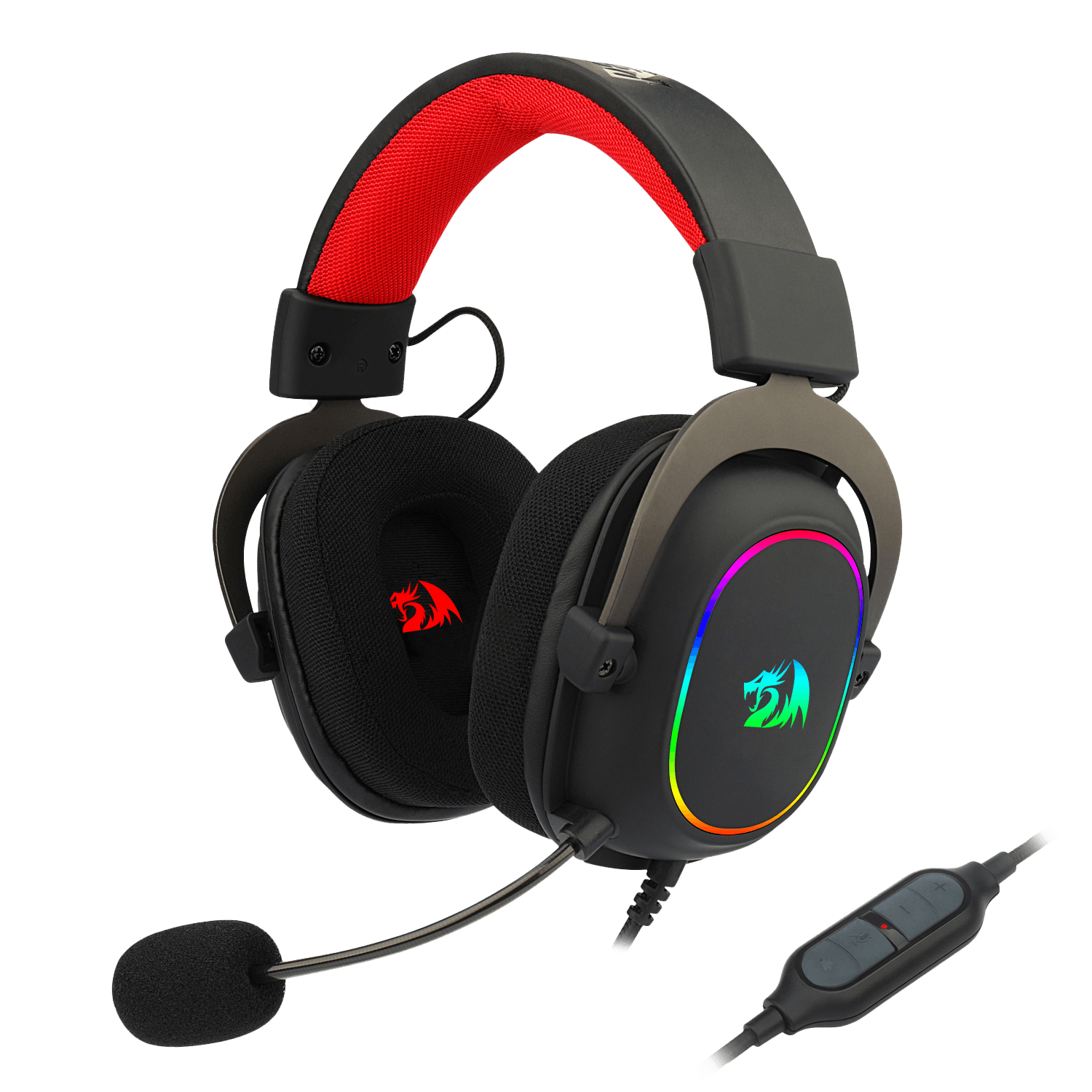 Redragon H510 Zeus-X RGB Fon Kepala Gaming Berwayar - Bunyi Keliling 7.1 - Pemacu Audio 53MM dalam Pad Telinga Buih Memori dengan Penutup Fabrik Boleh Dipercayai - Fon Kepala Berbilang Platform - Berkuasa USB untuk PC/PS4/NS