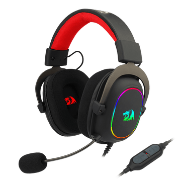 Redragon H510 Zeus-X RGB Fon Kepala Gaming Berwayar - Bunyi Keliling 7.1 - Pemacu Audio 53MM dalam Pad Telinga Buih Memori dengan Penutup Fabrik Boleh Dipercayai - Fon Kepala Berbilang Platform - Berkuasa USB untuk PC/PS4/NS