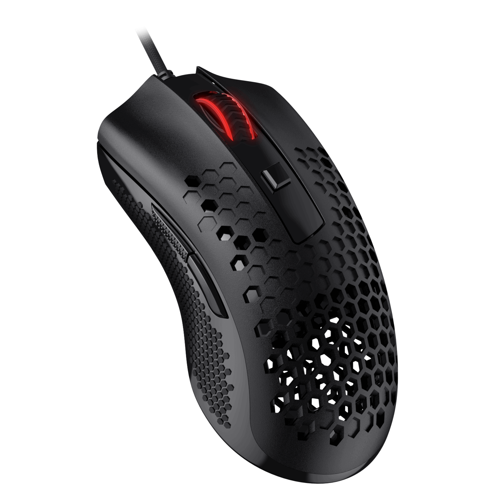 Redragon M808-N Storm Lightweight Gaming Mouse, Casing Sarang Lebah Ultraringan - Penderia Optik 12,400 DPI - 7 Butang Boleh Atur Cara - Pendaftaran Tepat - Kabel Sangat Ringan - Hitam