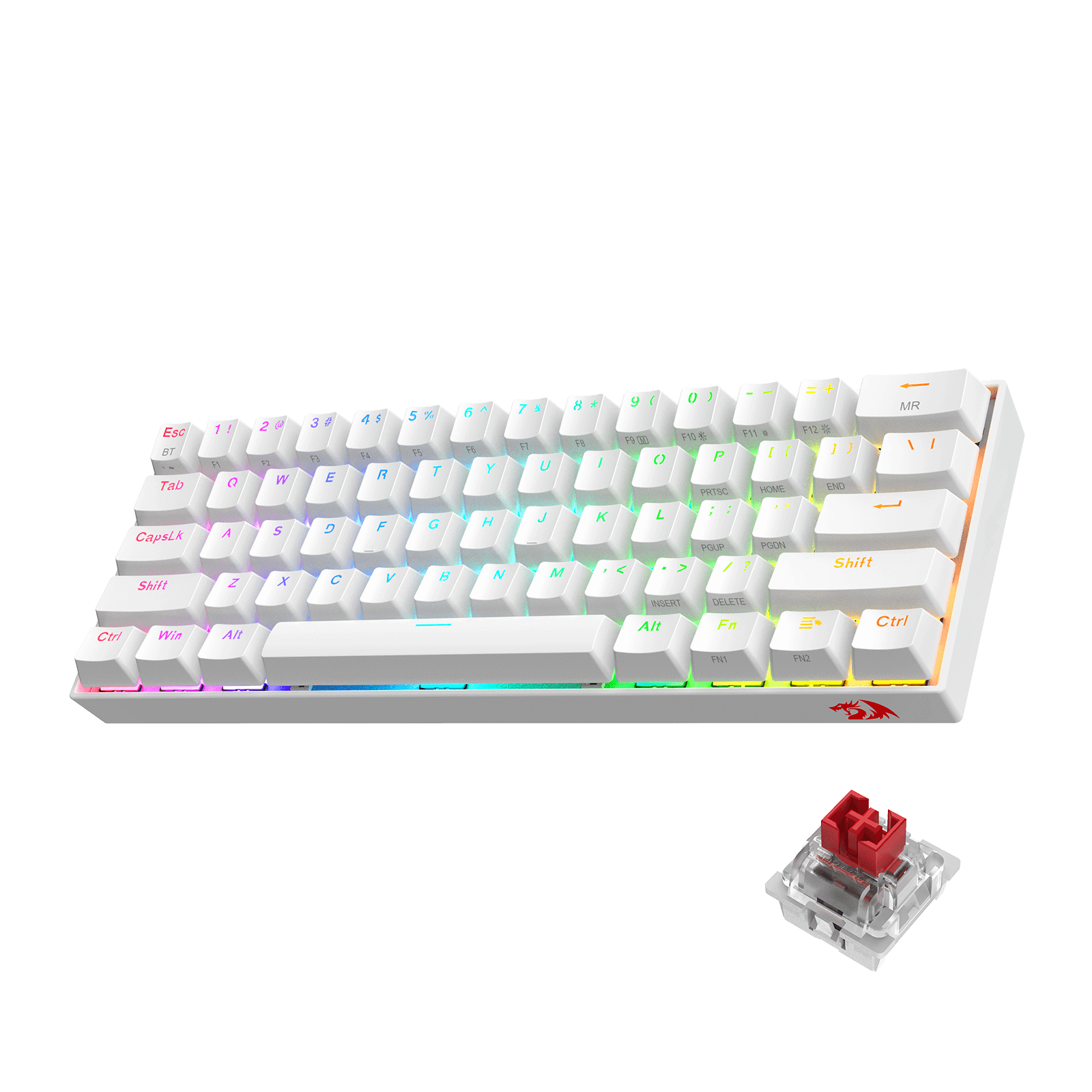 Papan Kekunci Mekanikal Tanpa Wayar RGB Padat 60% Redragon K530 PRO Draconic, Papan Kekunci Permainan Bluetooth 5.0 Reka Bentuk TKL 61 Kekunci