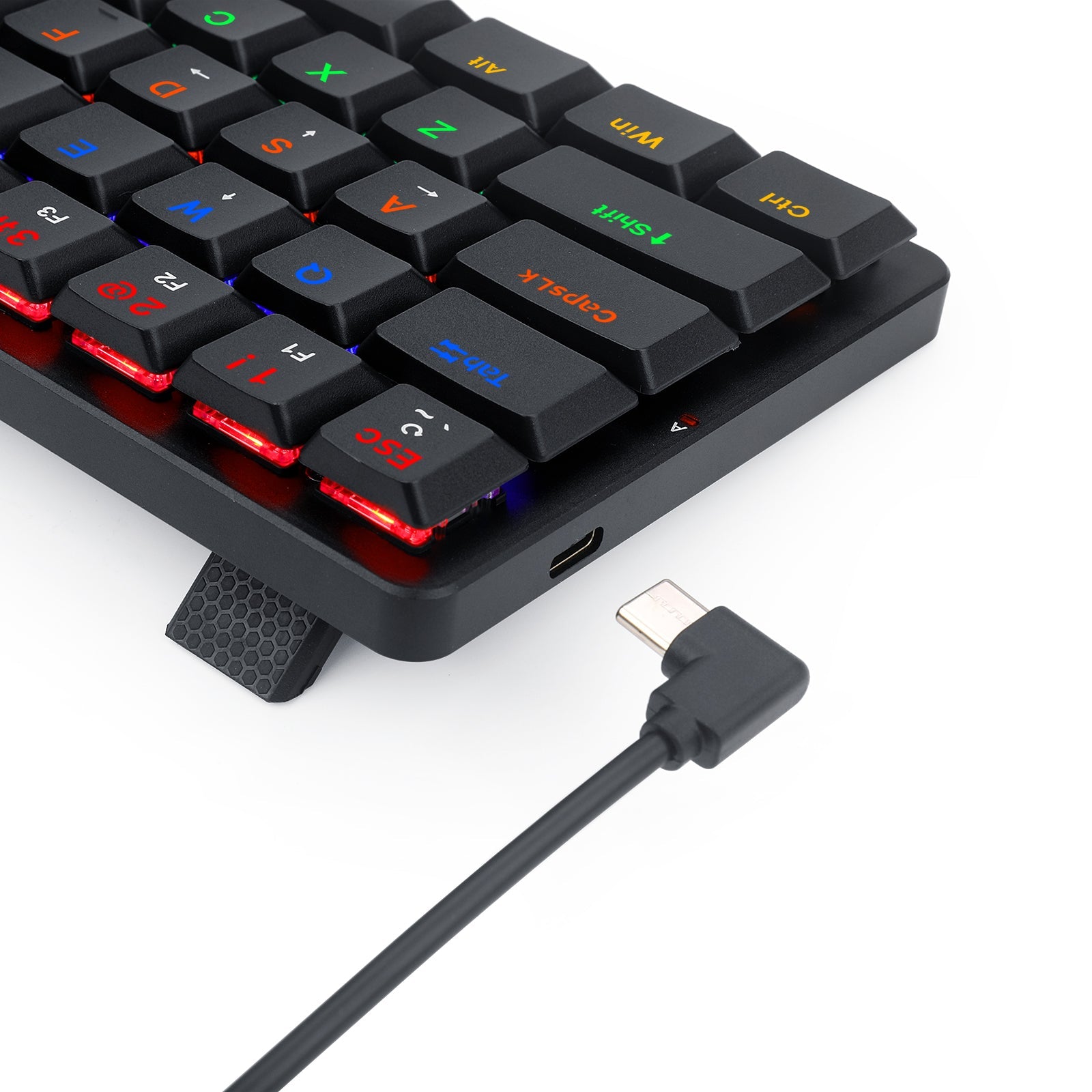 Papan Kekunci Mekanikal Berwayar Nipis Redragon K615 Elise 60%, 61 Kekunci Padat Ramping Lampu Latar LED Pelangi dengan Suis Biru Taktil Profil Rendah untuk PC Windows