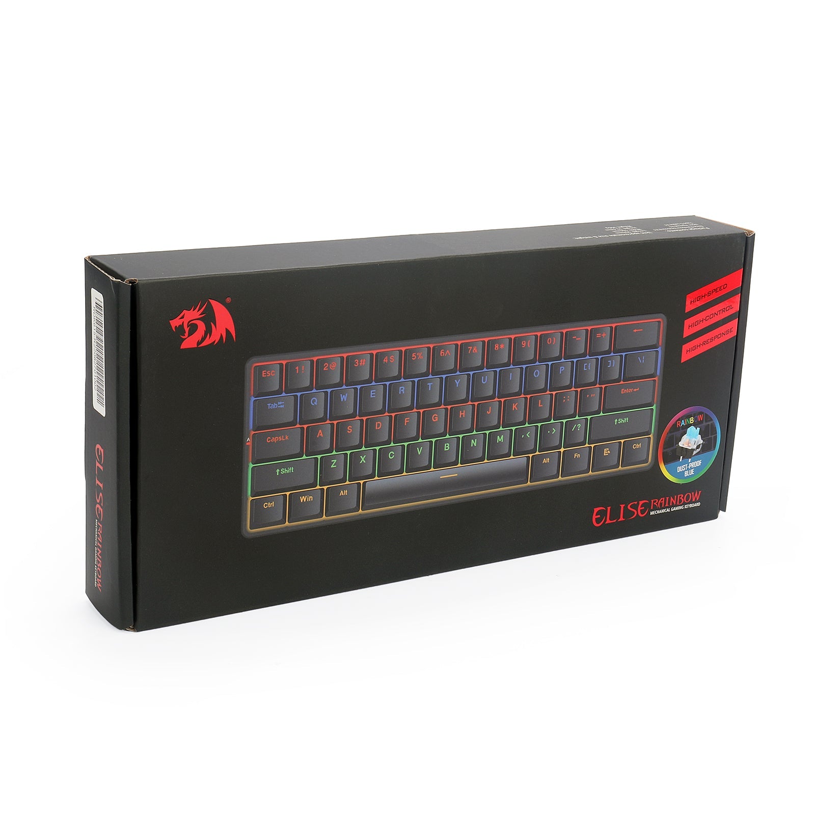 Papan Kekunci Mekanikal Berwayar Nipis Redragon K615 Elise 60%, 61 Kekunci Padat Ramping Lampu Latar LED Pelangi dengan Suis Biru Taktil Profil Rendah untuk PC Windows