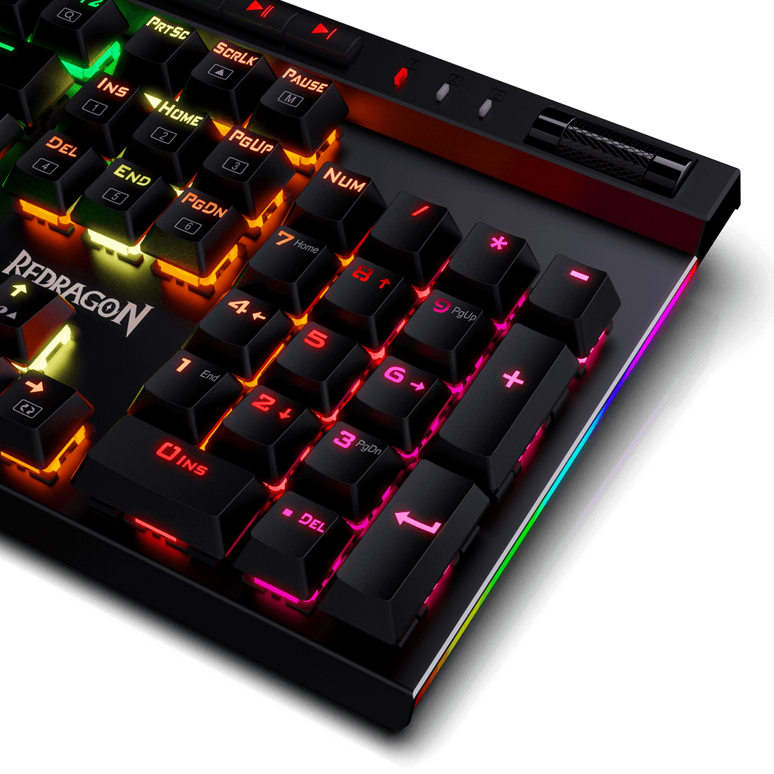 Papan Kekunci Permainan Mekanikal Lampu Latar RGB Redragon K580 dengan Kekunci Makro & Kawalan Media Khusus, Rakaman Makro Onboard (Suis Perang)