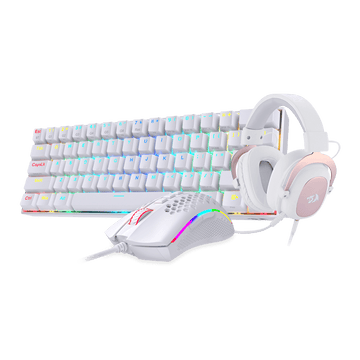 Gabungan Papan Kekunci Mekanikal Tanpa Wayar RGB 60% Redragon K530, Tetikus RGB Ringan M808 & Set Kepala Permainan H510