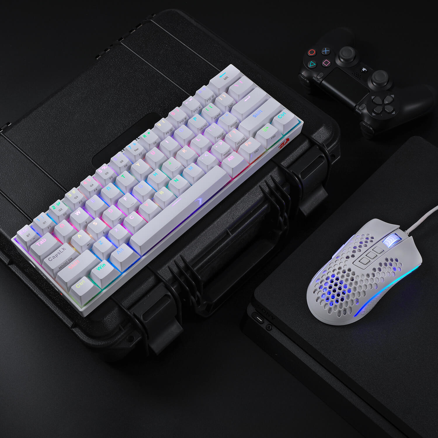 Papan Kekunci Mekanikal Tanpa Wayar RGB 60% Redragon K530 Berkas Tetikus Permainan RGB Ringan M808
