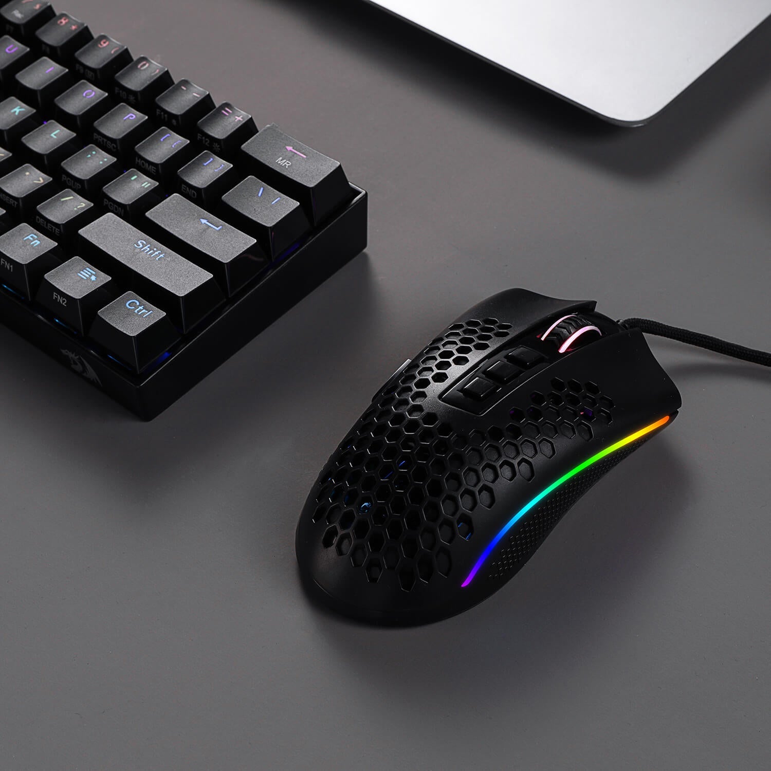 Set Kombo Papan Kekunci Mekanikal Tanpa Wayar RGB Redragon K530 60% dan Tetikus Permainan RGB Ringan M808 (Hitam)