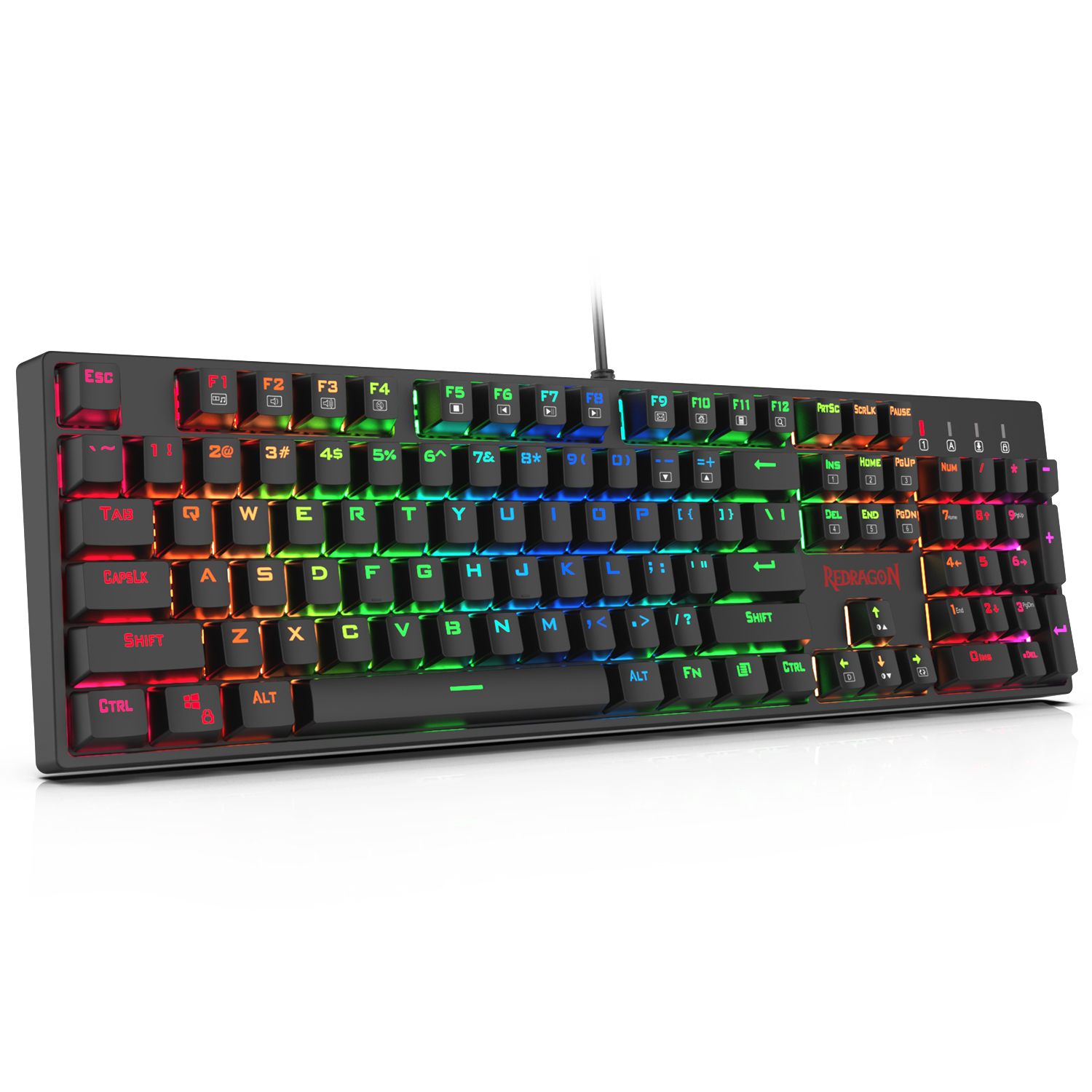 Papan Kekunci Permainan Mekanikal Redragon K582 SURARA RGB LED Berlampu Belakang dengan 104 Kekunci, Suis Coklat Sentuhan dan Bising Rendah