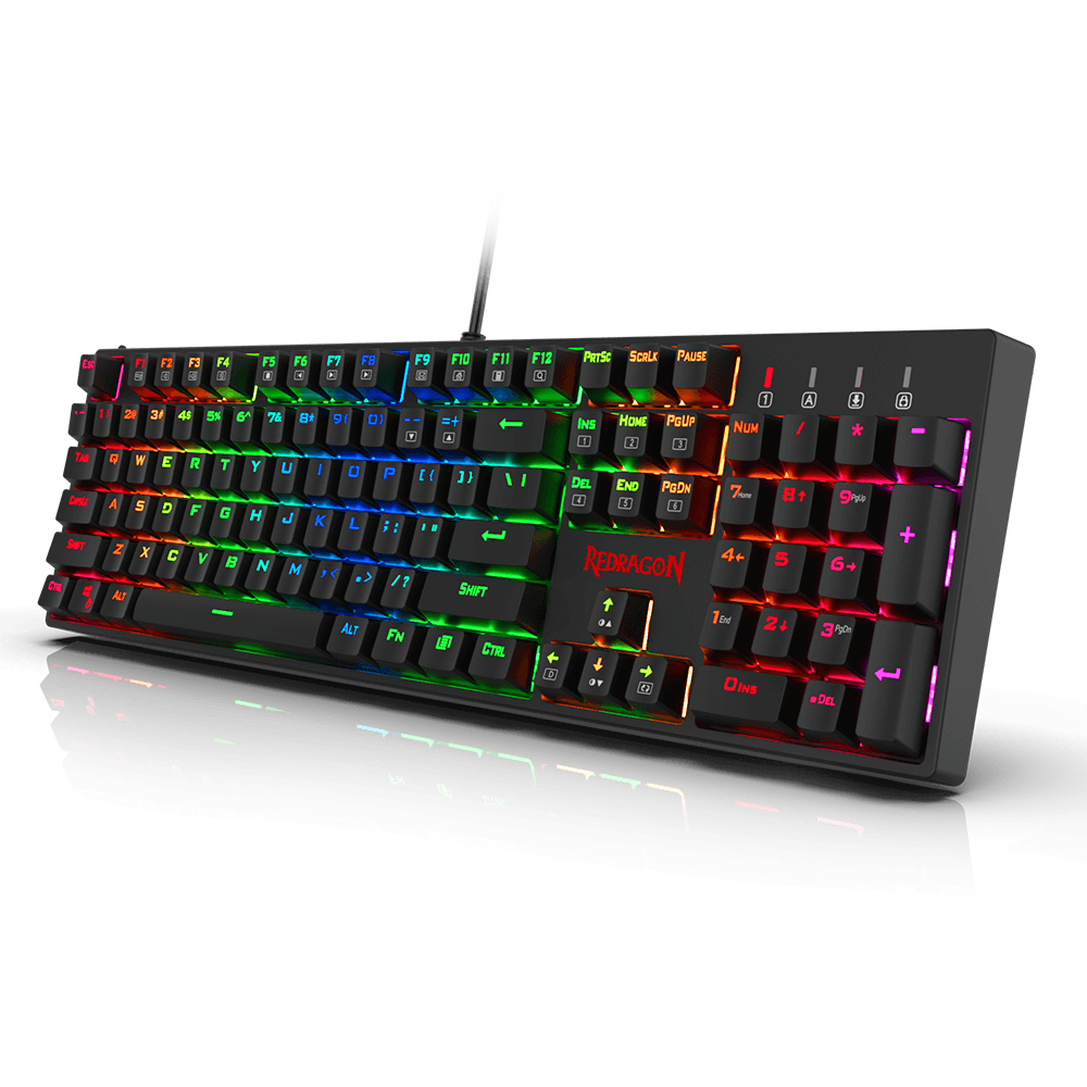 Redragon K582-BA Papan Kekunci Permainan Mekanikal Berwayar & Kombo Tetikus Permainan M711 Cobra, 10,000DPI, 7 Butang Boleh Atur Cara, Set Tetikus Papan Kekunci Berlampu Belakang LED RGB untuk PC, Laptop, Komputer