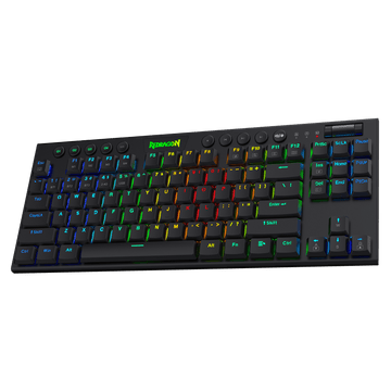 Papan Kekunci Mekanikal RGB Tanway Redragon K621 Horus TKL, 5.0 BT/2.4 Ghz/Tiga Mod Berwayar 80% Papan Kekunci Bluetooth Profil Rendah Ultra-Nipis dengan Kawalan Media Khusus & Suis Merah Linear
