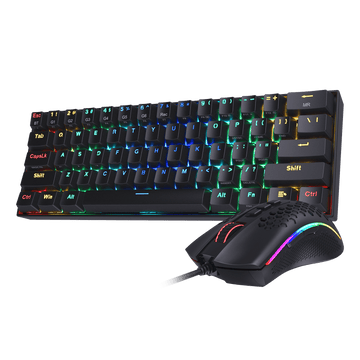 Set Kombo Papan Kekunci Mekanikal Tanpa Wayar RGB Redragon K530 60% dan Tetikus Permainan RGB Ringan M808 (Hitam)