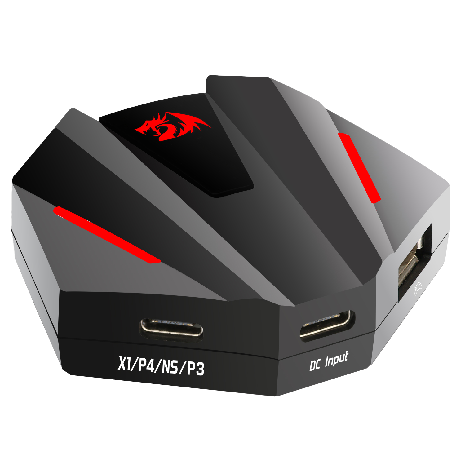 Penyesuai Papan Kekunci dan Tetikus Redragon GA250 Vulcan untuk PS3/4, NS dan Xbox One, Penukar Konsol Permainan LED Serasi dengan Nintendo Switch, Play Station3/4(Pro/Slim), Xbox One, Menyokong Sambungan Wayarles 2.4Ghz