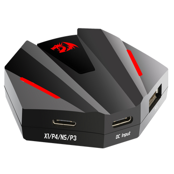 Penyesuai Papan Kekunci dan Tetikus Redragon GA250 Vulcan untuk PS3/4, NS dan Xbox One, Penukar Konsol Permainan LED Serasi dengan Nintendo Switch, Play Station3/4(Pro/Slim), Xbox One, Menyokong Sambungan Wayarles 2.4Ghz