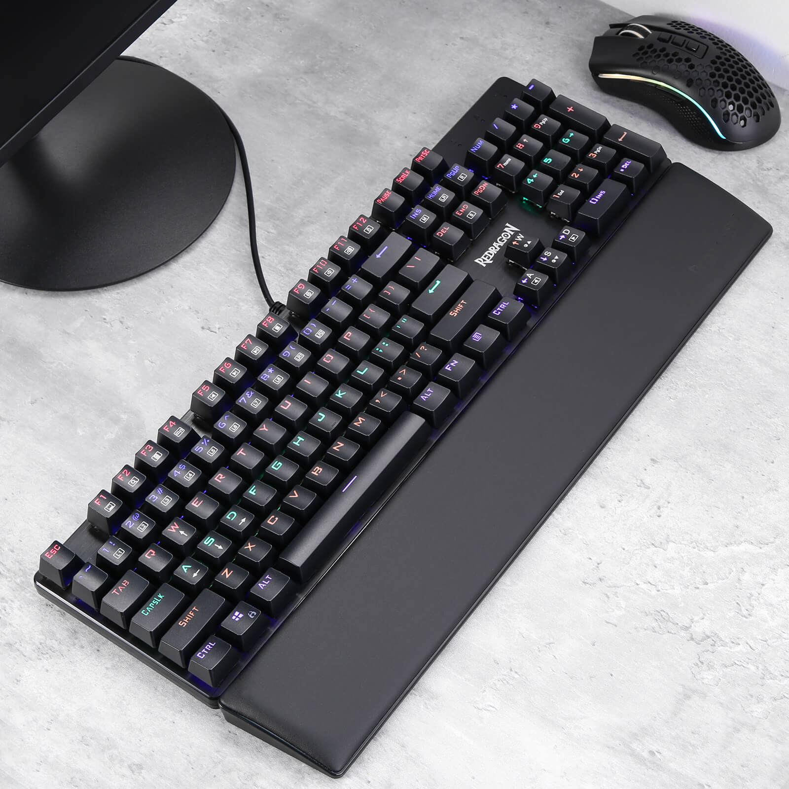 Pad Rehat Pergelangan Tangan Papan Kekunci Komputer Redragon, Sokongan Pergelangan Tangan Buih Memori Lembut Ergonomik dengan Tapak Getah Anti-Gelincir