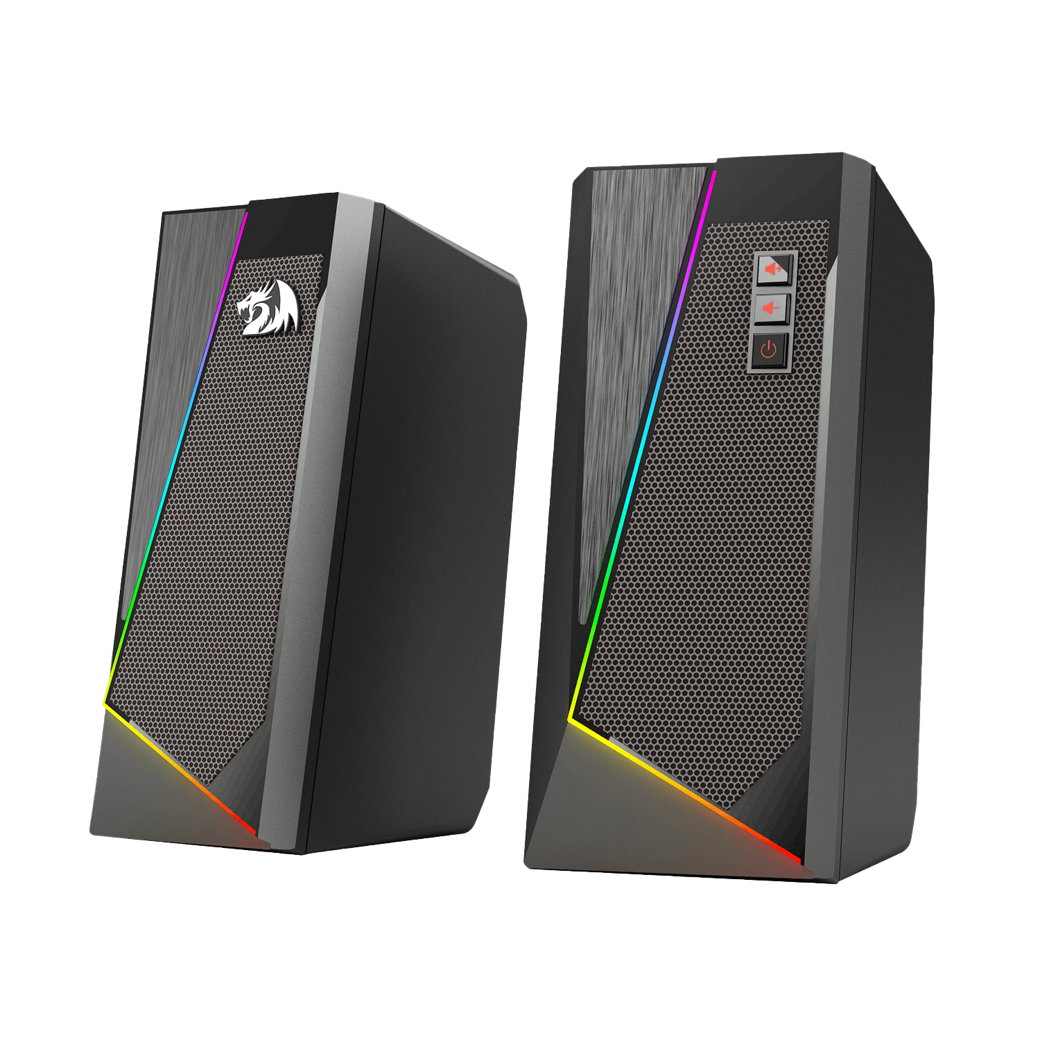 Pembesar Suara Desktop RGB Redragon GS520 Anvil, Pembesar Suara Stereo Komputer PC 2.0 Saluran dengan 6 Mod LED Berwarna-warni