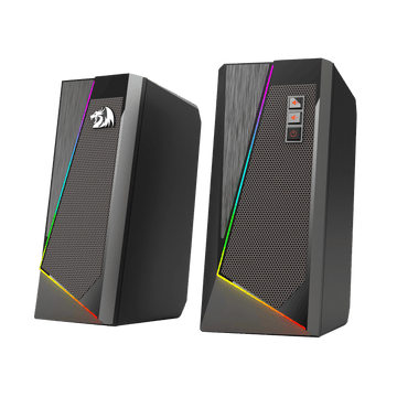 Pembesar Suara Desktop RGB Redragon GS520 Anvil, Pembesar Suara Stereo Komputer PC 2.0 Saluran dengan 6 Mod LED Berwarna-warni