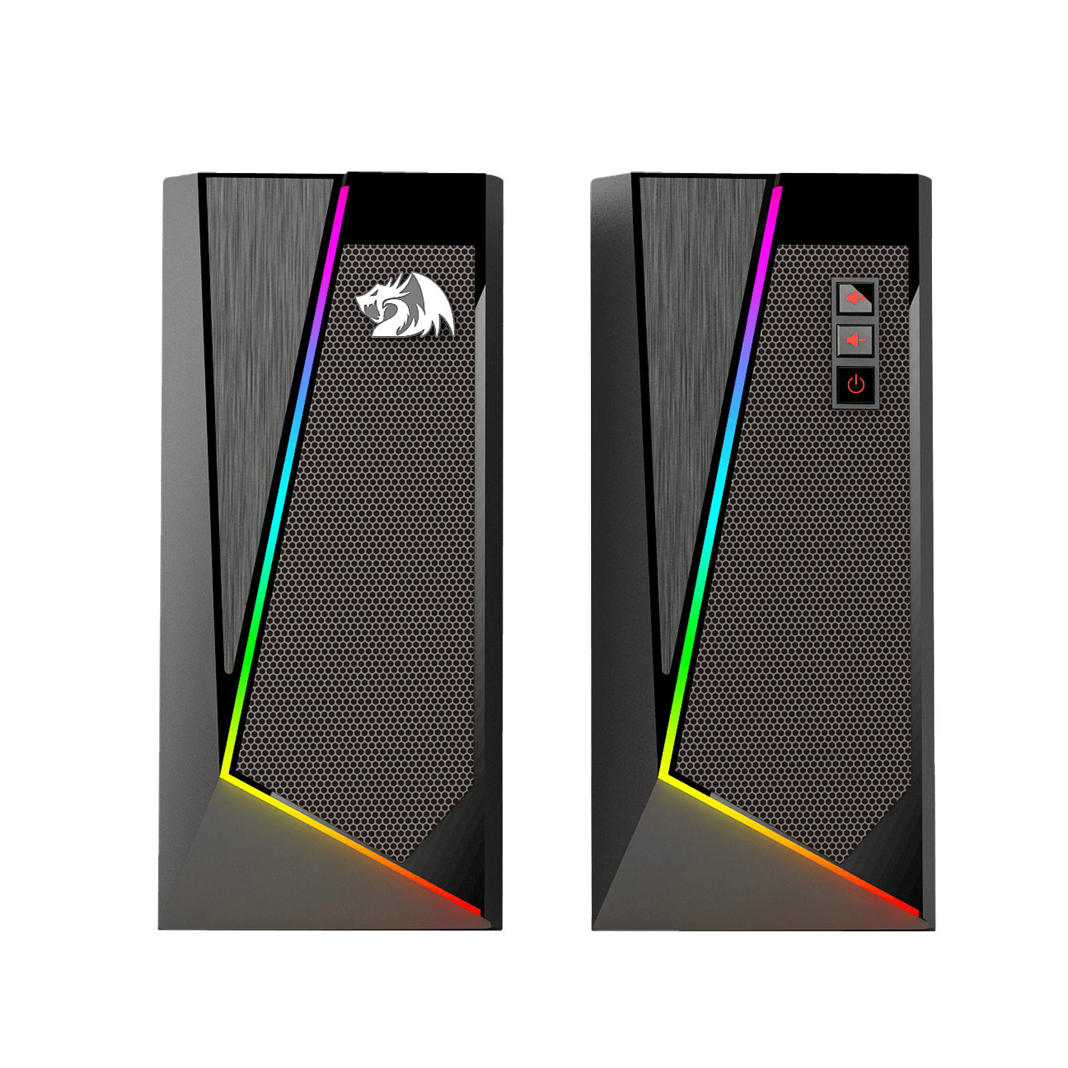 Pembesar Suara Desktop RGB Redragon GS520 Anvil, Pembesar Suara Stereo Komputer PC 2.0 Saluran dengan 6 Mod LED Berwarna-warni