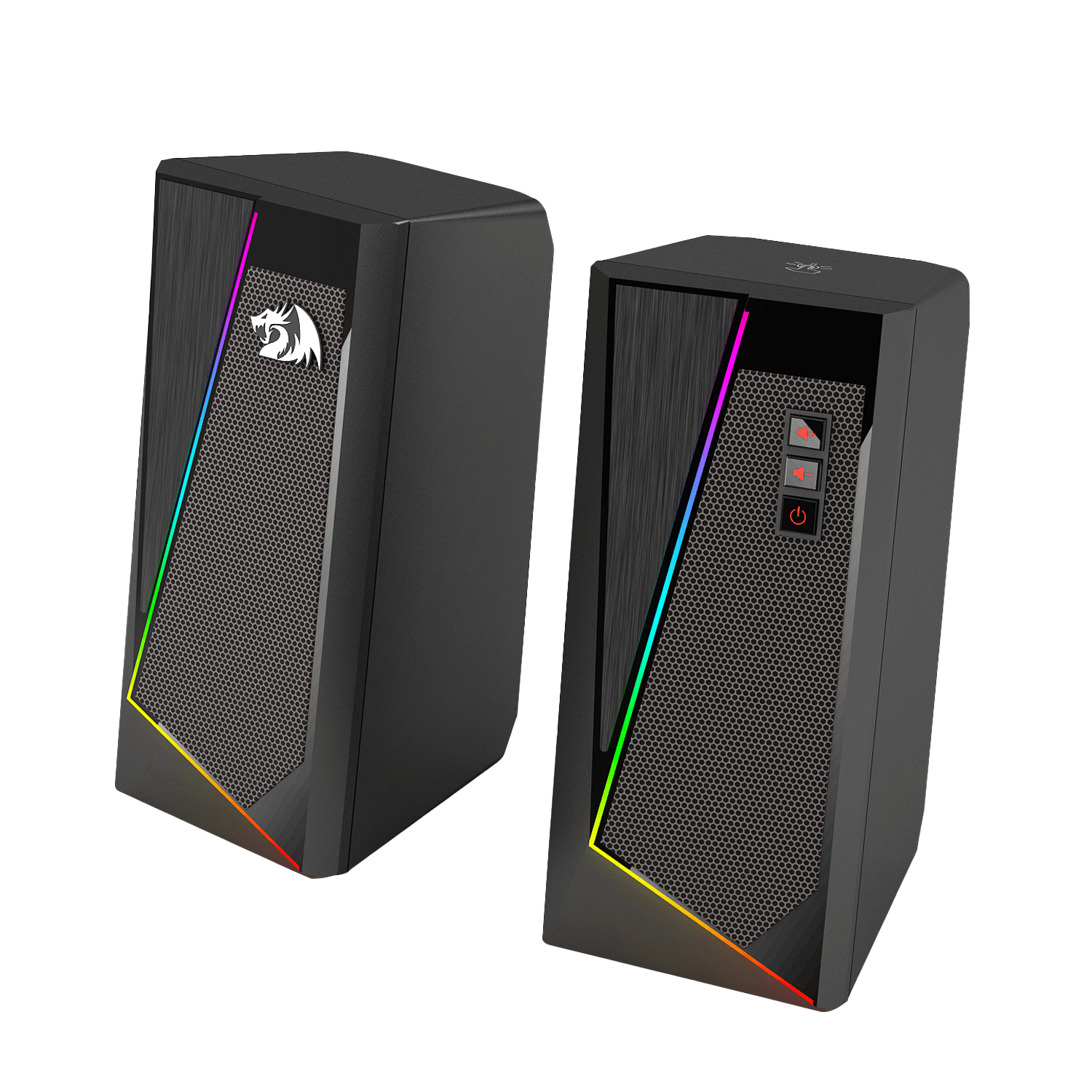 Pembesar Suara Desktop RGB Redragon GS520 Anvil, Pembesar Suara Stereo Komputer PC 2.0 Saluran dengan 6 Mod LED Berwarna-warni