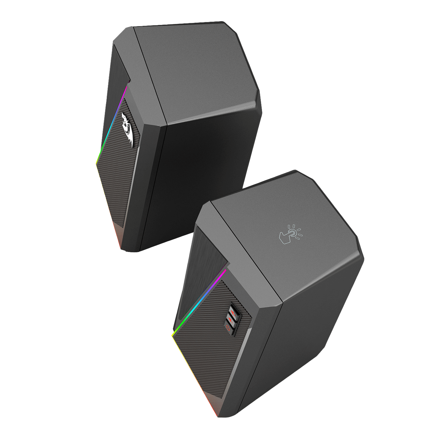 Pembesar Suara Desktop RGB Redragon GS520 Anvil, Pembesar Suara Stereo Komputer PC 2.0 Saluran dengan 6 Mod LED Berwarna-warni