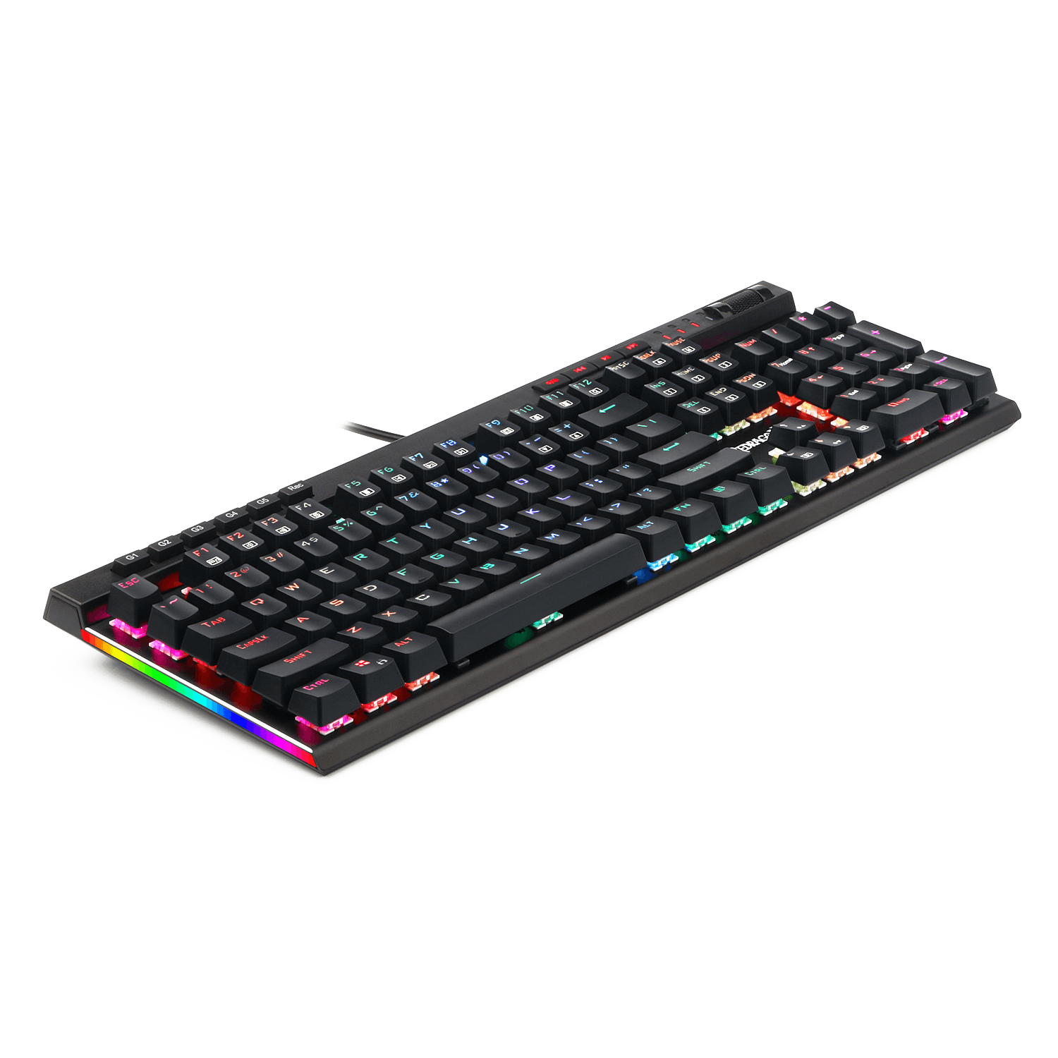 Papan Kekunci Permainan Mekanikal Lampu Latar RGB Redragon K580 dengan Kekunci Makro & Kawalan Media Khusus, Rakaman Makro Onboard (Suis Perang)