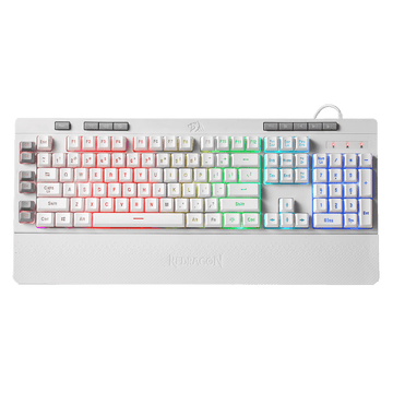 Papan Kekunci Permainan Membran Lampu Latar RGB Putih Redragon K512 Shiva dengan Kekunci Multimedia