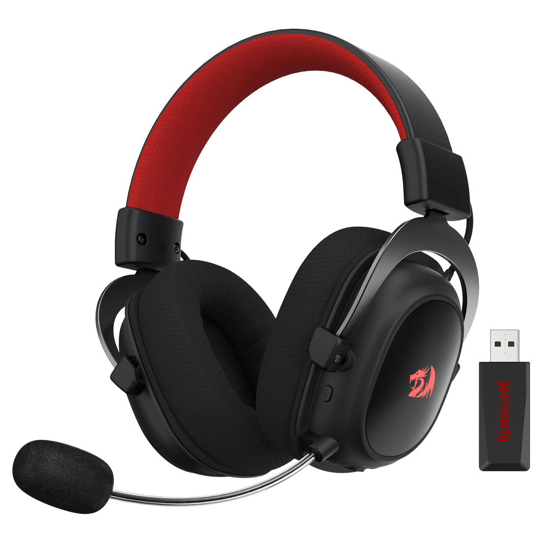 Set Kepala Permainan Wayarles RGB Redragon H510 Zeus-X - Bunyi Keliling 7.1 - Pemacu Audio 53MM dalam Pelapik Telinga Buih Memori dengan Penutup Fabrik Tahan Lama - Fon Kepala Pelbagai Platform - Berkuasa USB untuk PC/PS4/NS