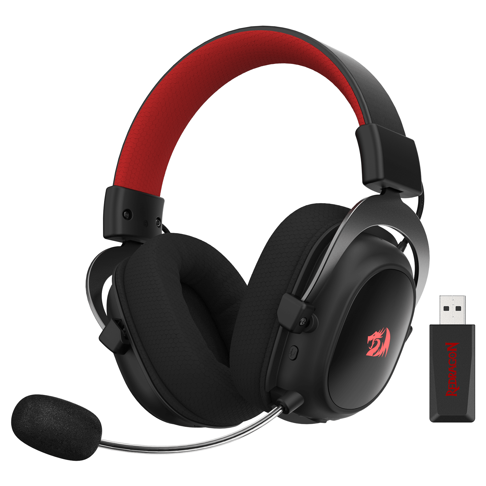 Set Kepala Permainan Wayarles RGB Redragon H510 Zeus-X - Bunyi Keliling 7.1 - Pemacu Audio 53MM dalam Pelapik Telinga Buih Memori dengan Penutup Fabrik Tahan Lama - Fon Kepala Pelbagai Platform - Berkuasa USB untuk PC/PS4/NS