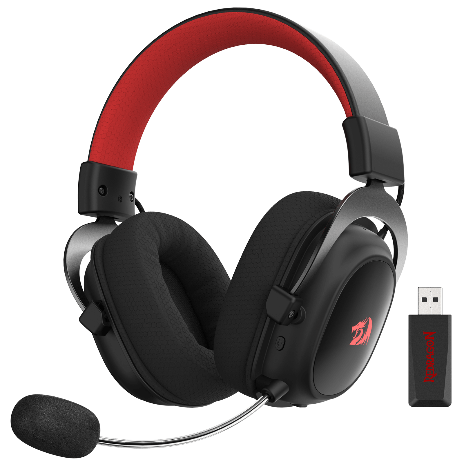 Set Kepala Permainan Wayarles RGB Redragon H510 Zeus-X - Bunyi Keliling 7.1 - Pemacu Audio 53MM dalam Pelapik Telinga Buih Memori dengan Penutup Fabrik Tahan Lama - Fon Kepala Pelbagai Platform - Berkuasa USB untuk PC/PS4/NS