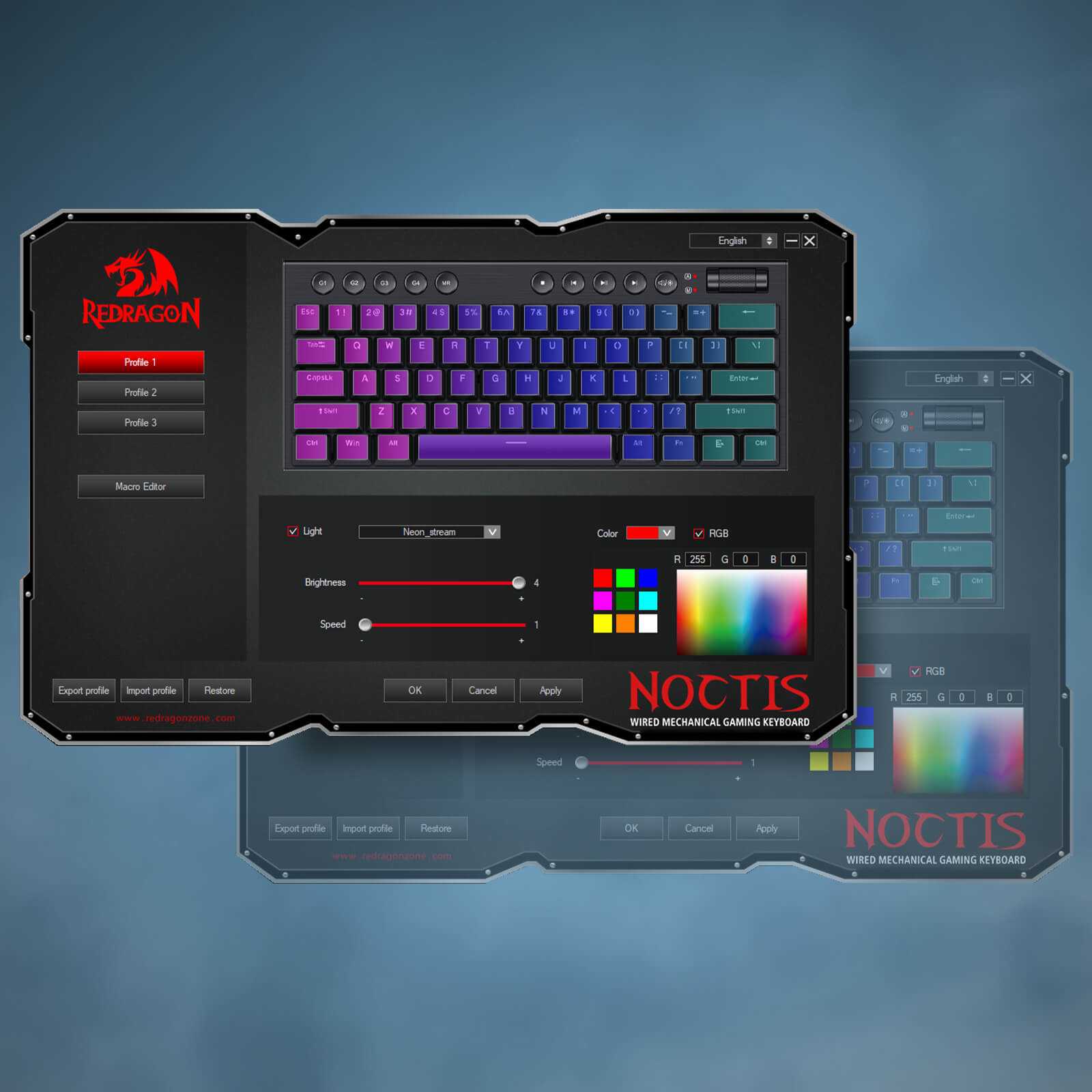 Redragon K632 PRO Noctis 60% Papan Kekunci Mekanikal RGB Tanwayar, Papan Kekunci Gaming Profil Rendah Ultra-Nipis Tiga Mod Bluetooth/2.4Ghz/Berwayar dengan Sambungan Tanpa Lengah, Kawalan Media Khusus & Suis Merah Linear